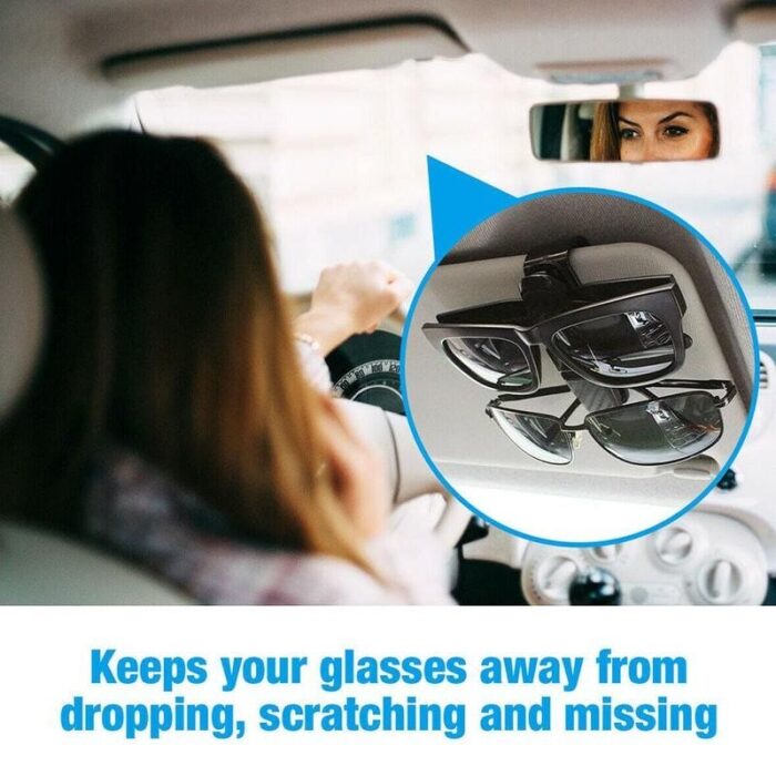 A1 Glasses Holders for Car Sun Visor, Sunglasses Eyeglasses Mount with Ticket Card Clip - Image 3