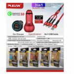 Pugan Car Charger (6A) With Dual Port (3 In 1 USBsbU Cable)-Power Up While You Travel! - Image 3