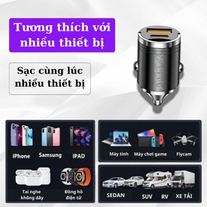 Pugan Car Charger USB 4 in 1 High-Speed Fast Charging for Multiple Devices - Image 3