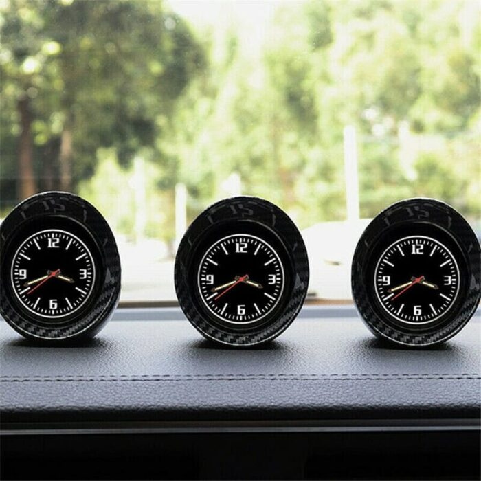 Luminous Car Interior Dashboard Clock Glossy Carbon - Image 9