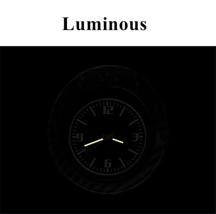 Luminous Car Interior Dashboard Clock Glossy Carbon - Image 3
