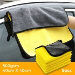 2 in 1 Car Microfiber Cleaning Towel Set – 5pcs, 3 Colors - Image 4