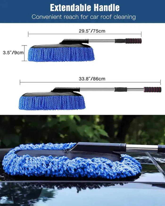 Car Duster Super Soft Microfiber with Anti-slip Extendable Handle 2 colours (Grey, Blue) - Image 3