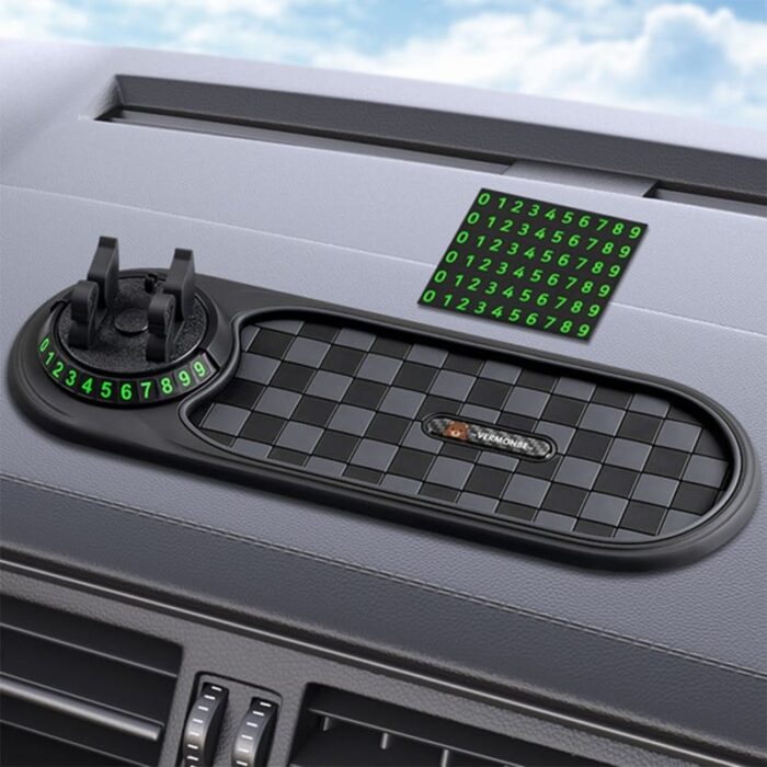 Non-Slip Phone Pad for 4-in-1 Car Multifunctional Mobile Holder, Parking Number Card, Perfume, and Mobile Mat 360 Degree Rotation and Number Plate - Image 2