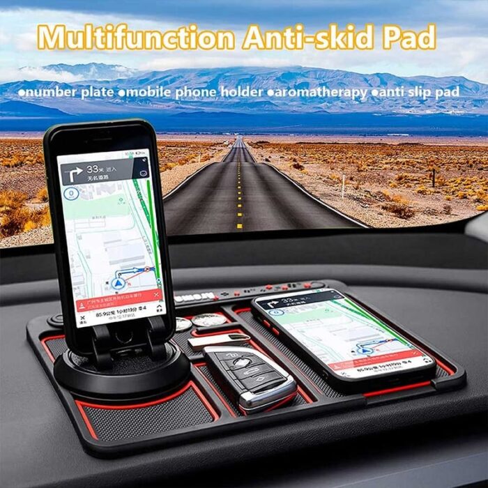 Non-Slip Phone Pad for 4-in-1 Car Multifunctional Mobile Holder, Parking Number Card, Perfume, and Mobile Mat 360 Degree Rotation and Number Plate - Image 3