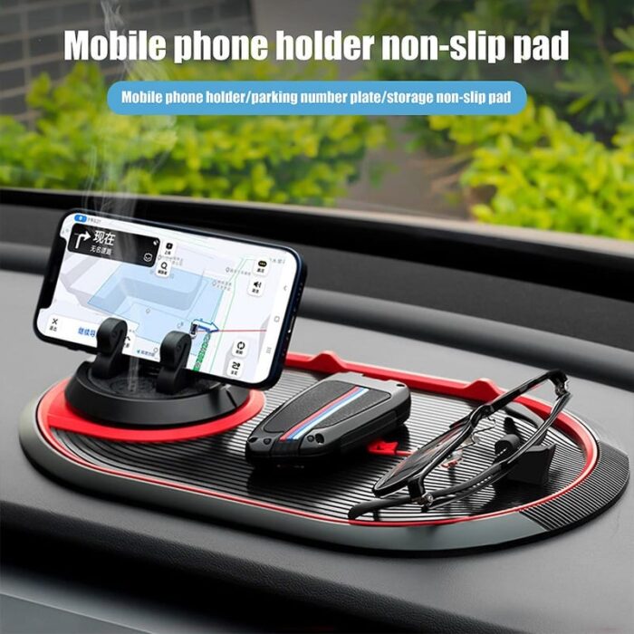 Non-Slip Phone Pad for 4-in-1 Car Multifunctional Mobile Holder, Parking Number Card, Perfume, and Mobile Mat 360 Degree Rotation and Number Plate - Image 24