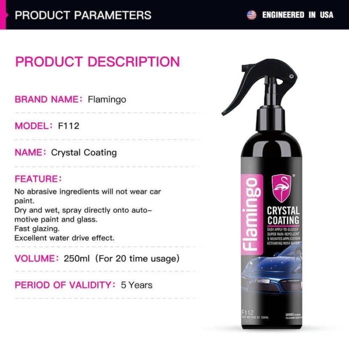 Flamingo Crystal Coating 250ml – Nano Ceramic Paint Protection - Image 4