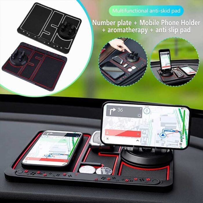 Non-Slip Phone Pad for 4-in-1 Car Multifunctional Mobile Holder, Parking Number Card, Perfume, and Mobile Mat 360 Degree Rotation and Number Plate - Image 16
