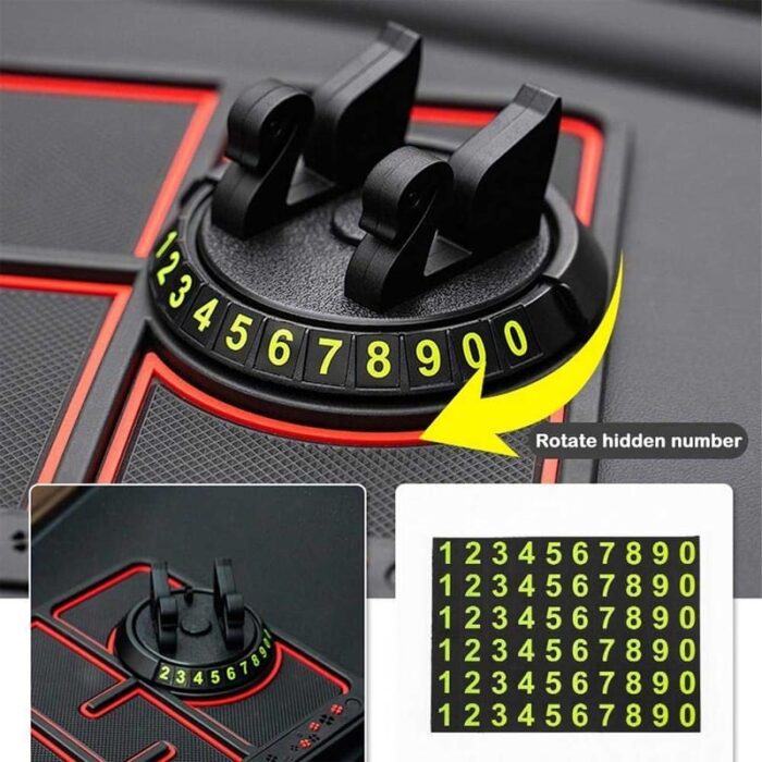 Non-Slip Phone Pad for 4-in-1 Car Multifunctional Mobile Holder, Parking Number Card, Perfume, and Mobile Mat 360 Degree Rotation and Number Plate - Image 9