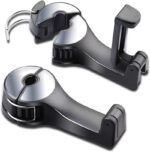 Car Headrest Hook with Phone Holder 2 in 1 | Car back Seat Hooks for Purses and Bags, 360° Rotation-2Pcs Set - Image 2