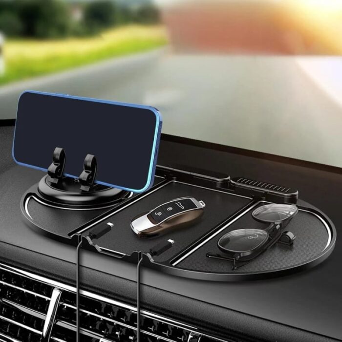 Car Dashboard 6 in 1 Non Slip Mobile Mat Mobile Phone Holder, Augot 360° Rotatable Car Anti-Skid Pad - Image 1