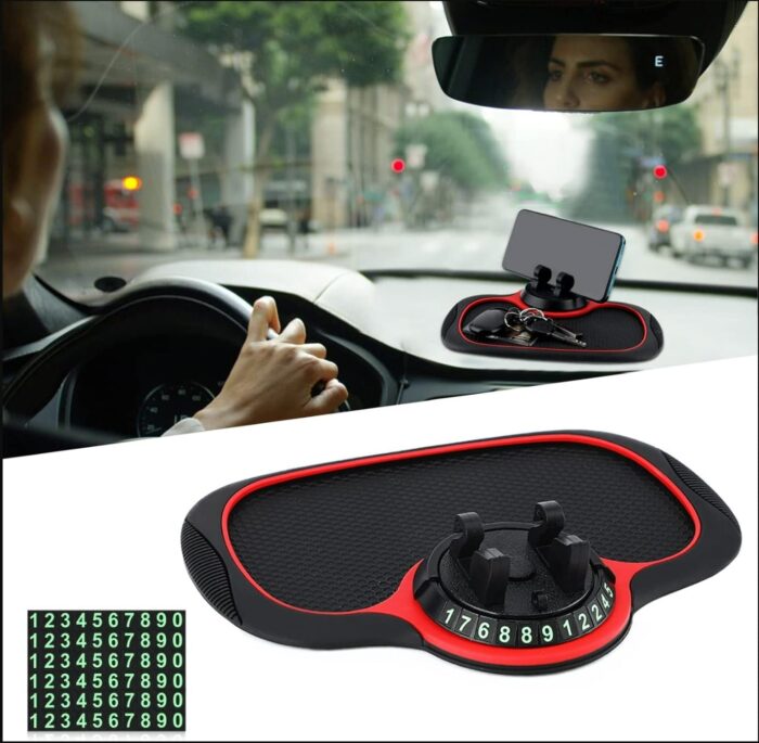 Non-Slip Phone Pad for 4-in-1 Car Multifunctional Mobile Holder, Parking Number Card, Perfume, and Mobile Mat 360 Degree Rotation and Number Plate - Image 38