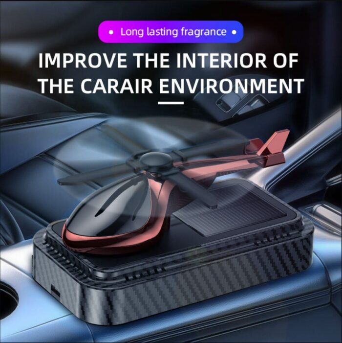 Carbon Luxury Solar-Powered Car Helicopter Showpiece - 2-in-1 Dashboard Decor with Air Freshener - Image 5