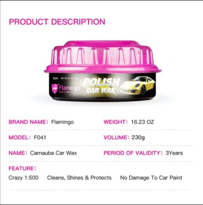 Flamingo Car Polish Wax 230gm - Image 5