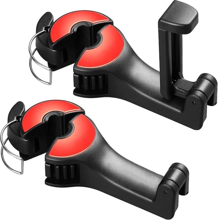 Car Headrest Hook with Phone Holder 2 in 1 | Car back Seat Hooks for Purses and Bags, 360° Rotation-2Pcs Set - Image 12
