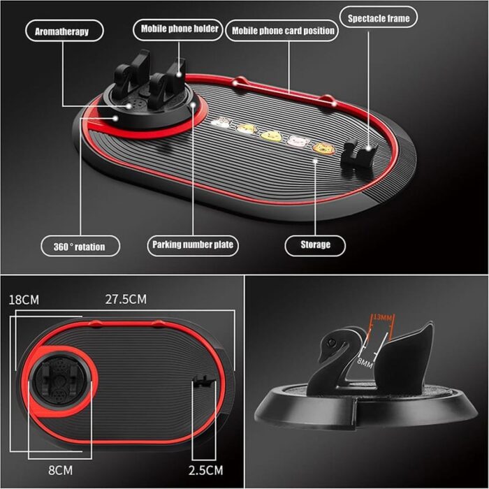 Non-Slip Phone Pad for 4-in-1 Car Multifunctional Mobile Holder, Parking Number Card, Perfume, and Mobile Mat 360 Degree Rotation and Number Plate - Image 31